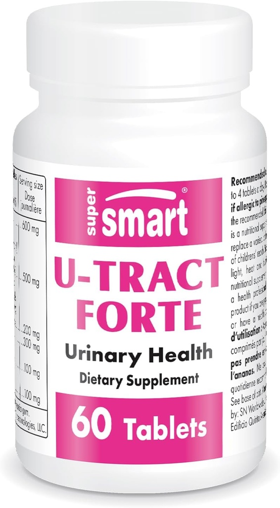 超智能U-Tract Forte(高级公式) - 配有 D-Mannose, CranMax Cranberry 聚焦, Dandelion Root - 草药补充QQ Non-GMO & Gluten Free - 60片