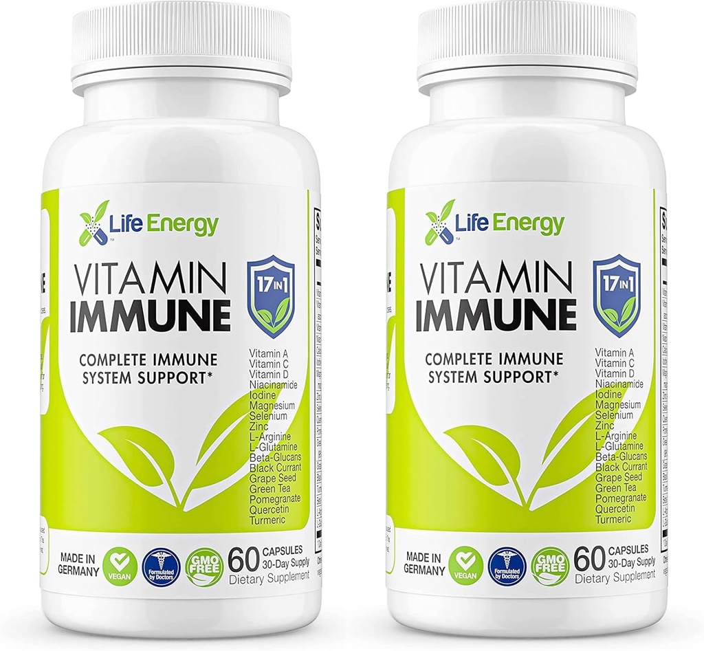 17 in 1 Imune Assupport + imune Boost with Vitamin C, Vitamin D, Vitamin A, Zinc, Quercetin, Turmeric, Green Tea, Selenium + 成人每日豁免支助补编 - 60 Count (2)