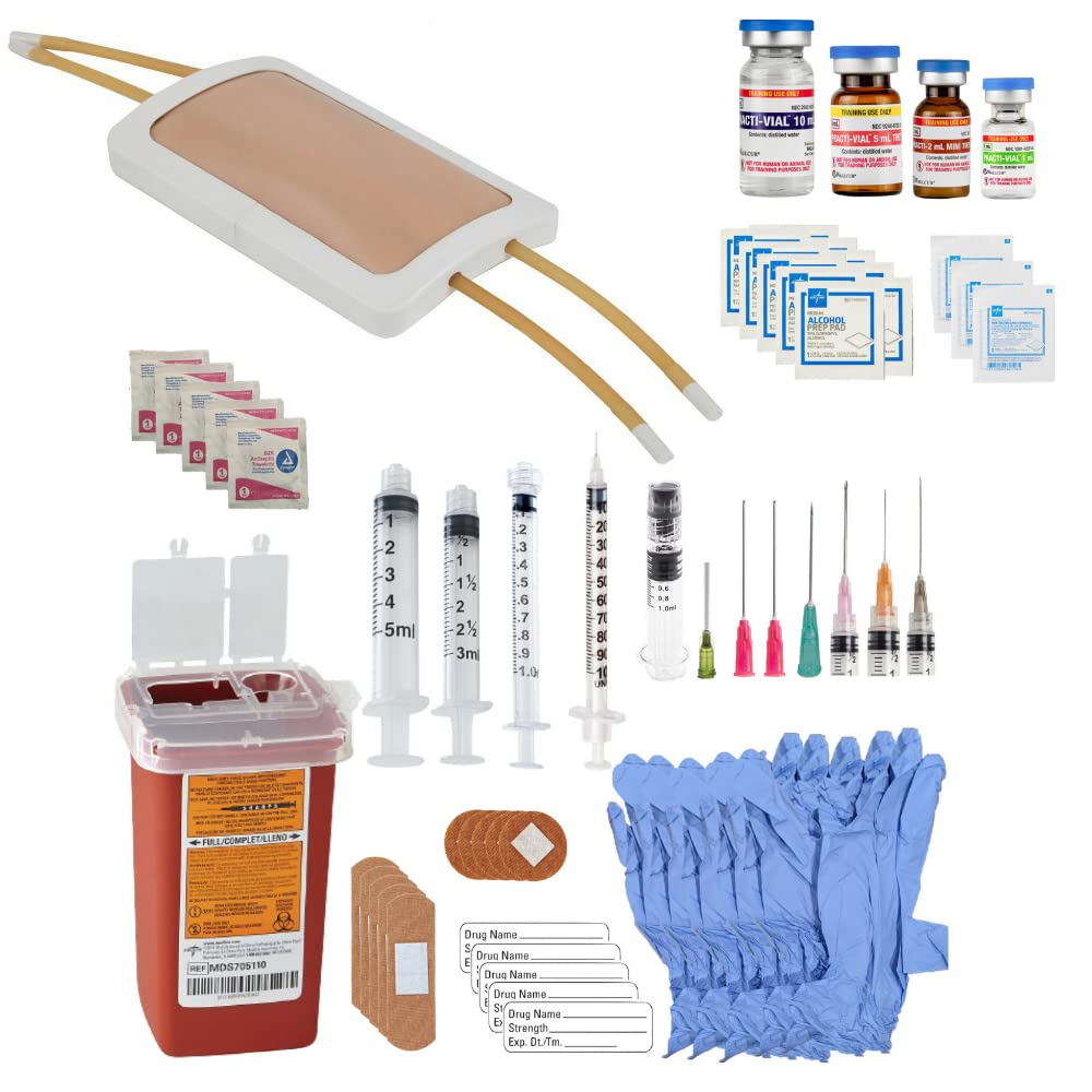 装有可穿戴仿真装甲四号模型+辅助注射技能用品的解剖实验室 Venipuncure Practice Kit 临床护理培训,65件套装