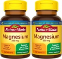 Nature Made Magnesium Oxide 250 mg, 肌肉、心脏、骨骼和神经健康支持的饮食补充,100平板,100天供应(包2)