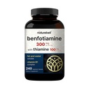 NatureBell Benfotiamine 300 mg 与 Thiamine 100 mg Per service 240 Veggie Capsules – 基本维生素 B1 Benfotiamine 补充 – 蔬菜友好