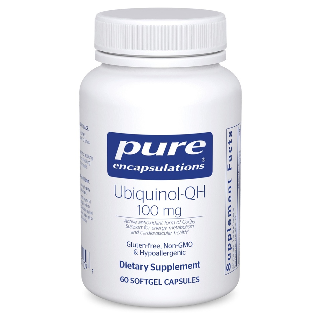 纯封装 Ubiquinol-QH - 100 mg CoQ10 - 支持能量代谢和心脏健康* - 共济抗氧化剂补充 - 非GMO - 60 Softgel Capsules