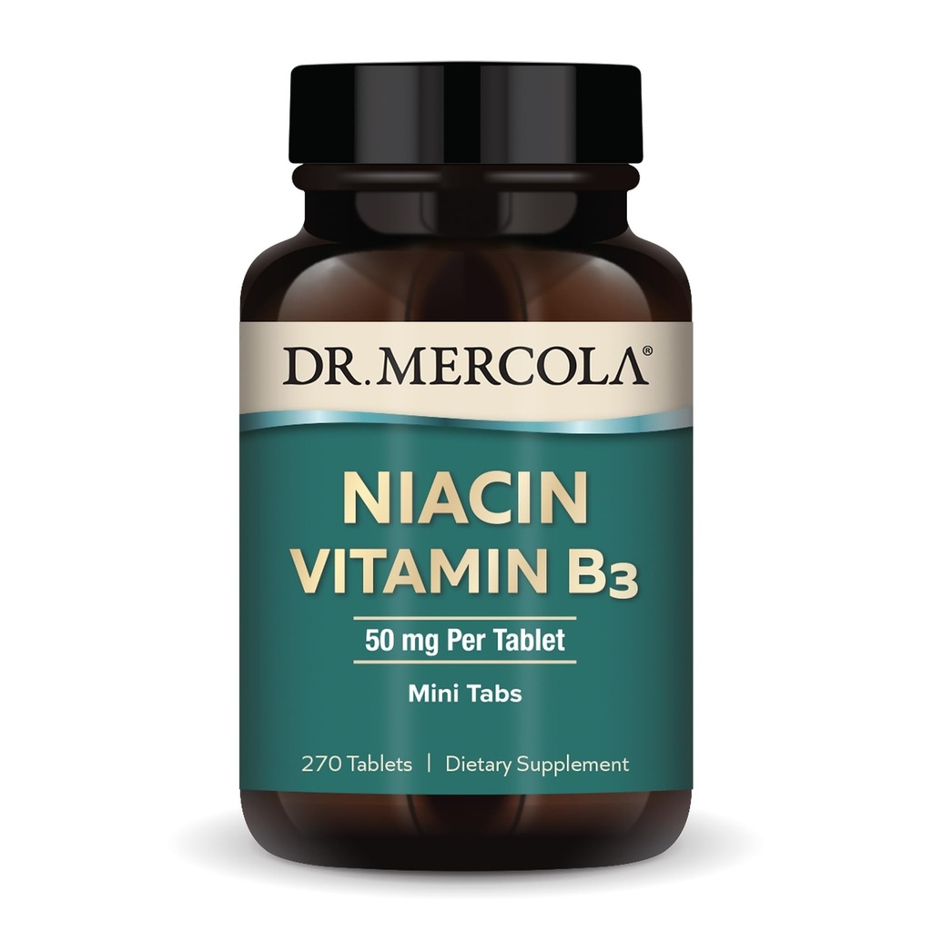 Mercola Niacin Vitamin B3博士,90名服务员(270张),膳食补充品,Mini Tabs,基本B维生素,非GMO