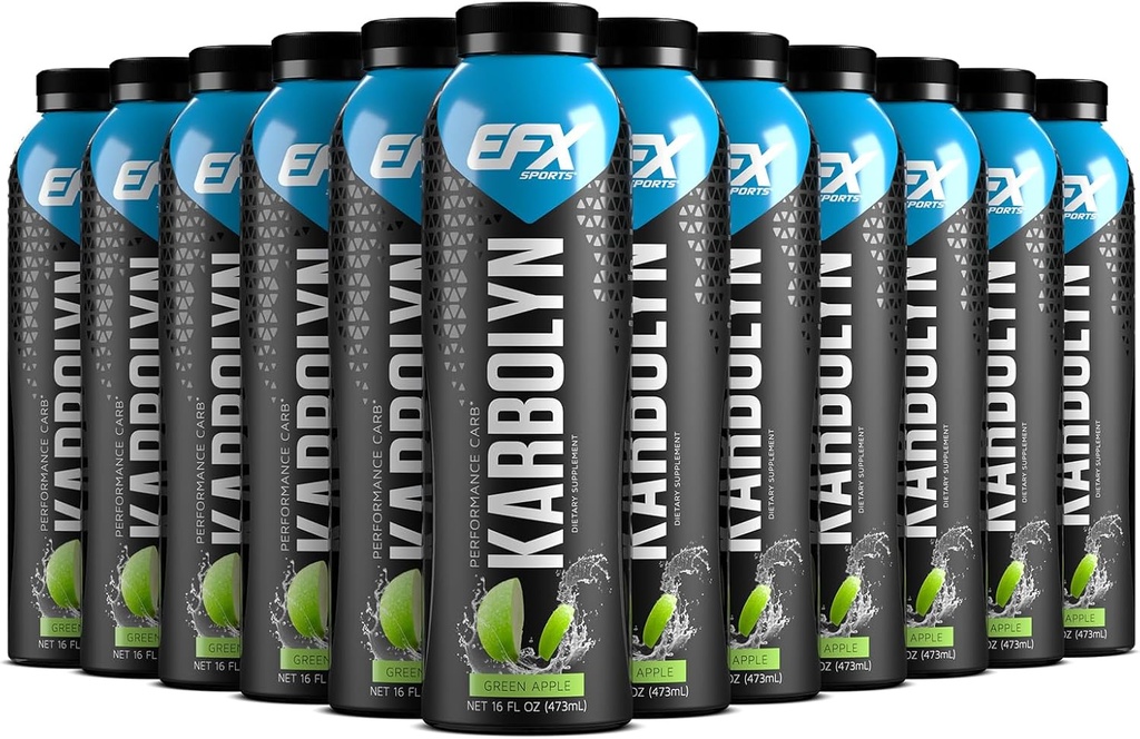 EFX体育 Karbolyn Fuel Drink QQ Pre, Intra, Workout Carbohydrate Drink QQ Carb 载重,持续能量QQ兴奋剂和无糖QQ 12 Pack(绿色苹果)