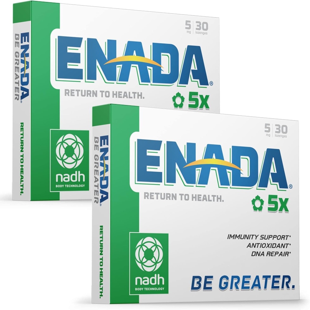 ENADA 5MG NADH 添加了氯羟基共酶抗氧化剂的维生素B3 豁免支持DNA修复服务作为自然能源记忆促进器和恢复身体的细胞能量 30X2
