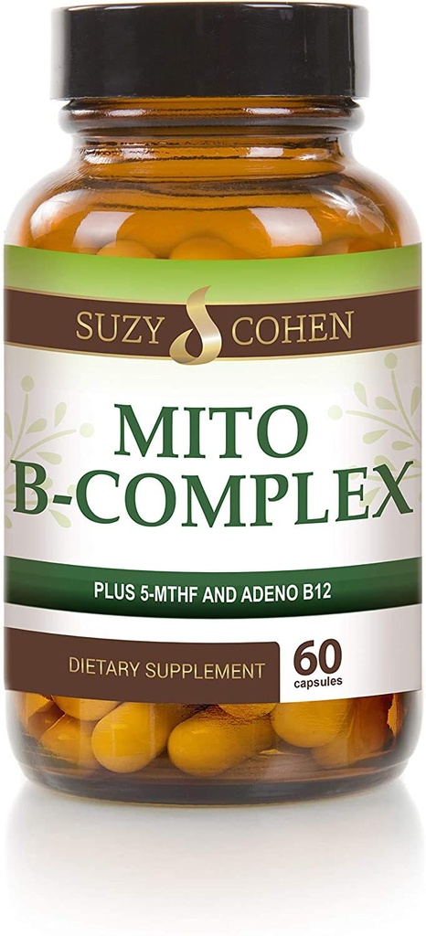 Suzy Cohen, Mito B 复合饮食补编, 5-MTHF, Adeno B12, 甲基化支持, 支持健康神经系统, 奶牛能源, 维生素B, 60种服务