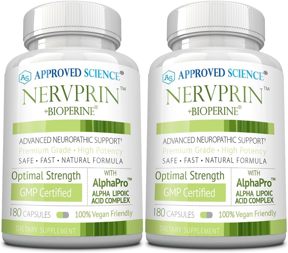 批准科学 Nervprin - Nerve支持 - Benfotiamine, B12, R-Alpha-Lipoic Acid, Corydalis, Boswellia, BioPerine - 360 Capsules - 在美国制造