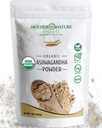 USDA 有机认证 Ashwagandha 粉末,100%纯度,Raw,强适配体草药补充剂 - 非GMO, Vegan, Gluten-Free (1lb Bag)