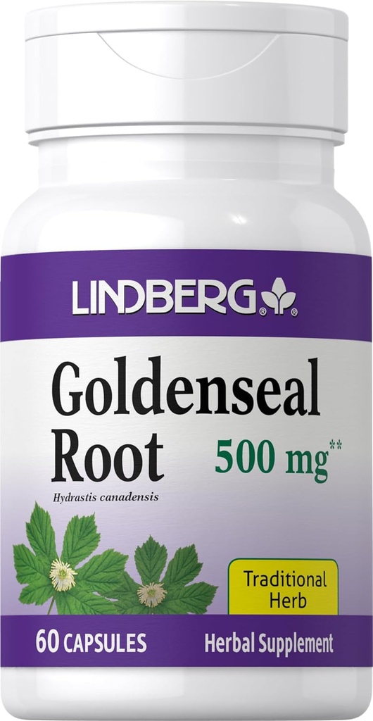 Lindberg Goldenseal Root Capsules | 500mg | 60 Capsules | 传统草本 | 摘录 | 非 GMO, Gluten Free