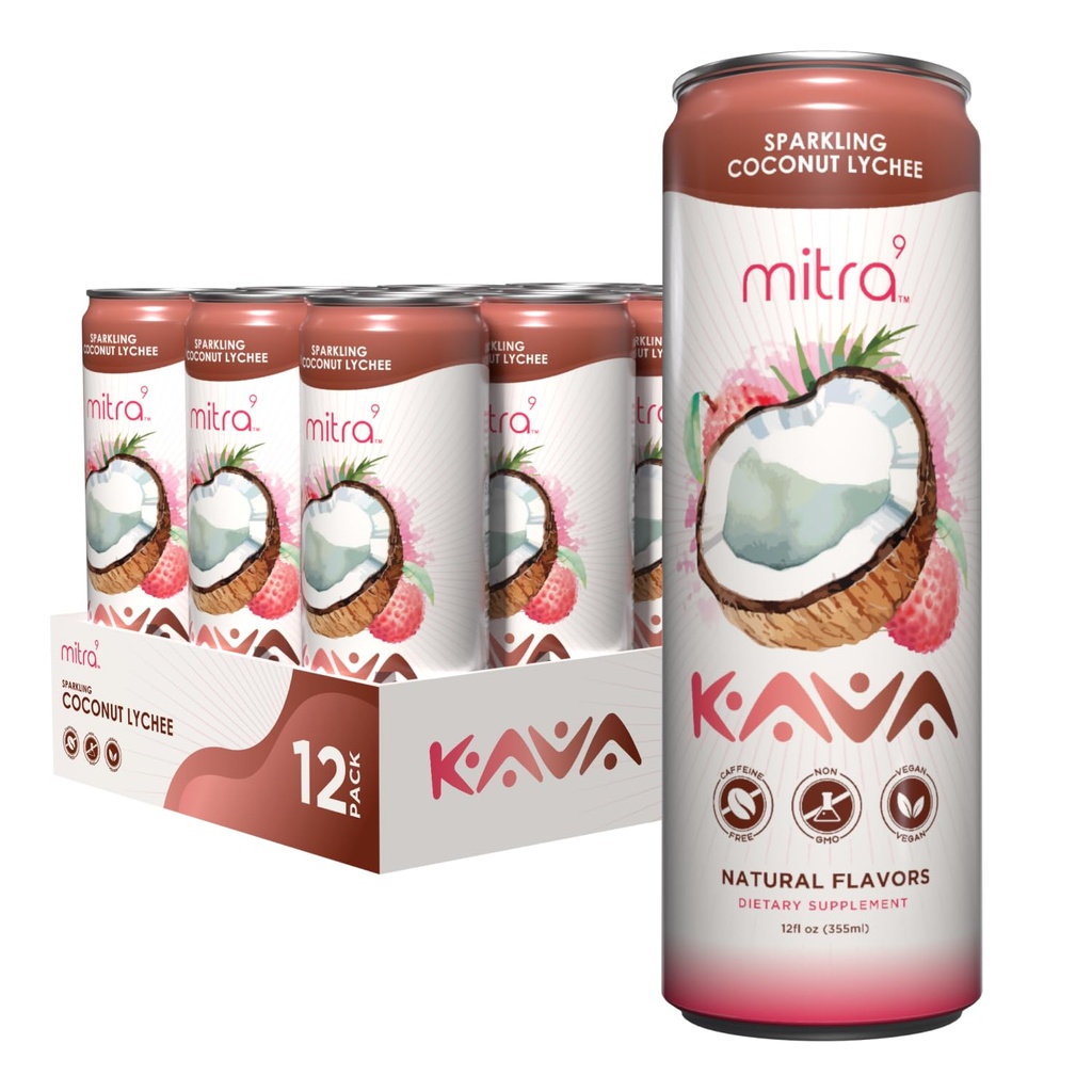 MITRA-9 植物饮料 -- -- 椰子Lychee Sparkling Kava 饮料与Kava 根提取法 -- -- Mood 增强剂 -- -- 植物 -- -- 促进自然平静和明亮(12 Fl.Oz)(12)