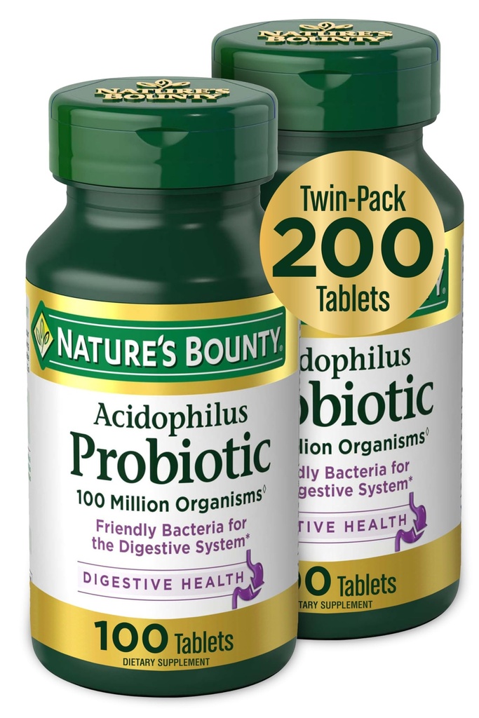 自然的丰厚酸性op Probiotic,每日Probiotic 补充,消化性健康,200平板,双包
