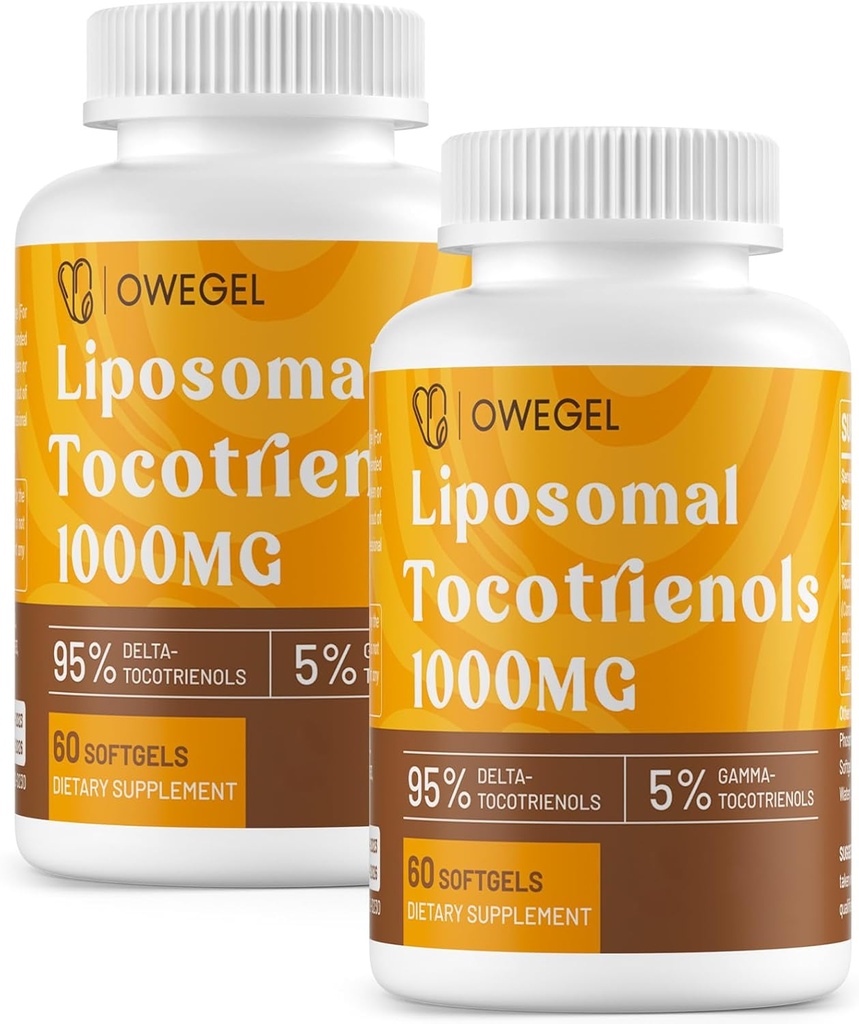 维生素E Tocotrienols 补充1000mg - 高发性利波索马尔 Tocotrienol Capsules, 95% Delta 和 5% Gamma Tocotrienols 支持皮肤,骨骼,抗氧化剂,120软胶