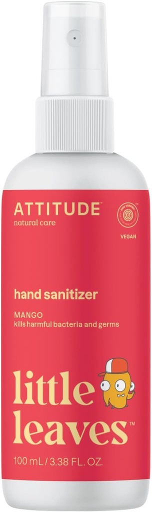 ATITUDE 儿童与成年人手卫生喷洒器,EWG 验证,旅行尺寸,皮肤测试,植物和矿物,Vegan,芒果,3.5 Fl Oz(蒸瓶)