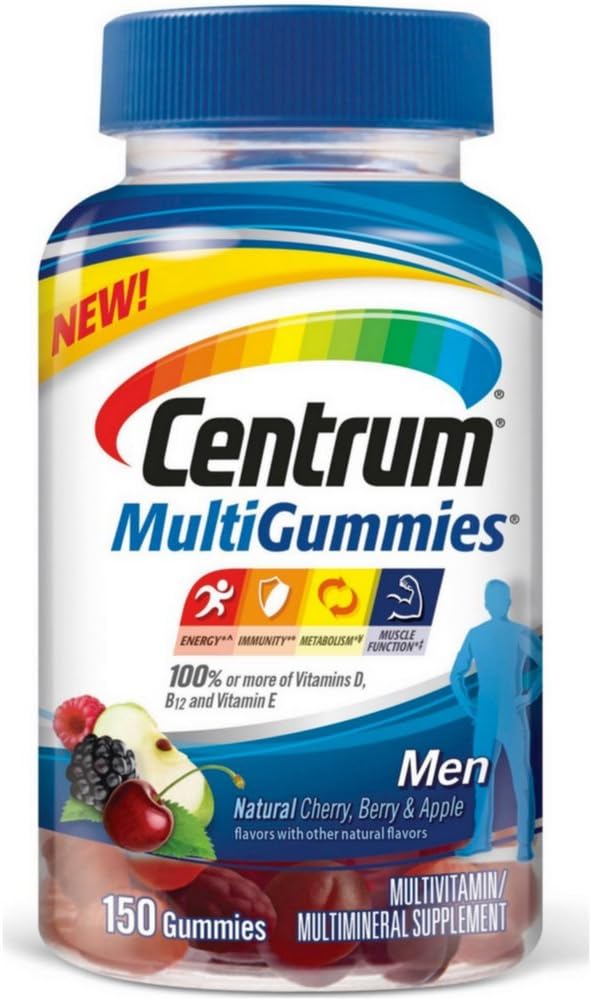 Centrum Multimes Men (150 Counter, Natural Cherry, Berry, Apple Flavor) 多维塔明/ 多米纳尔 补充 Gummys