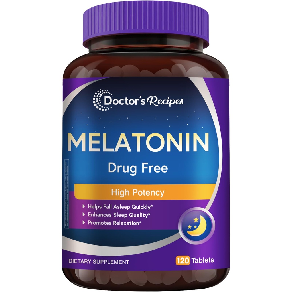 医生的食谱Melatonin 10毫克,高病原性,非海比特成型,Vegan,男女睡眠支持补充剂,Non-GMO,No Gluten,120片