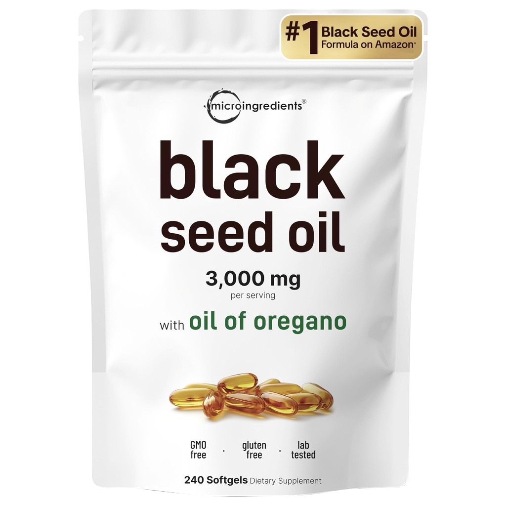 黑色种子油软胶,3 000mg,240 Counter → 2-in-1 配油 Oregano, Carvacrol & Thymoquinone → 工厂,非GMO