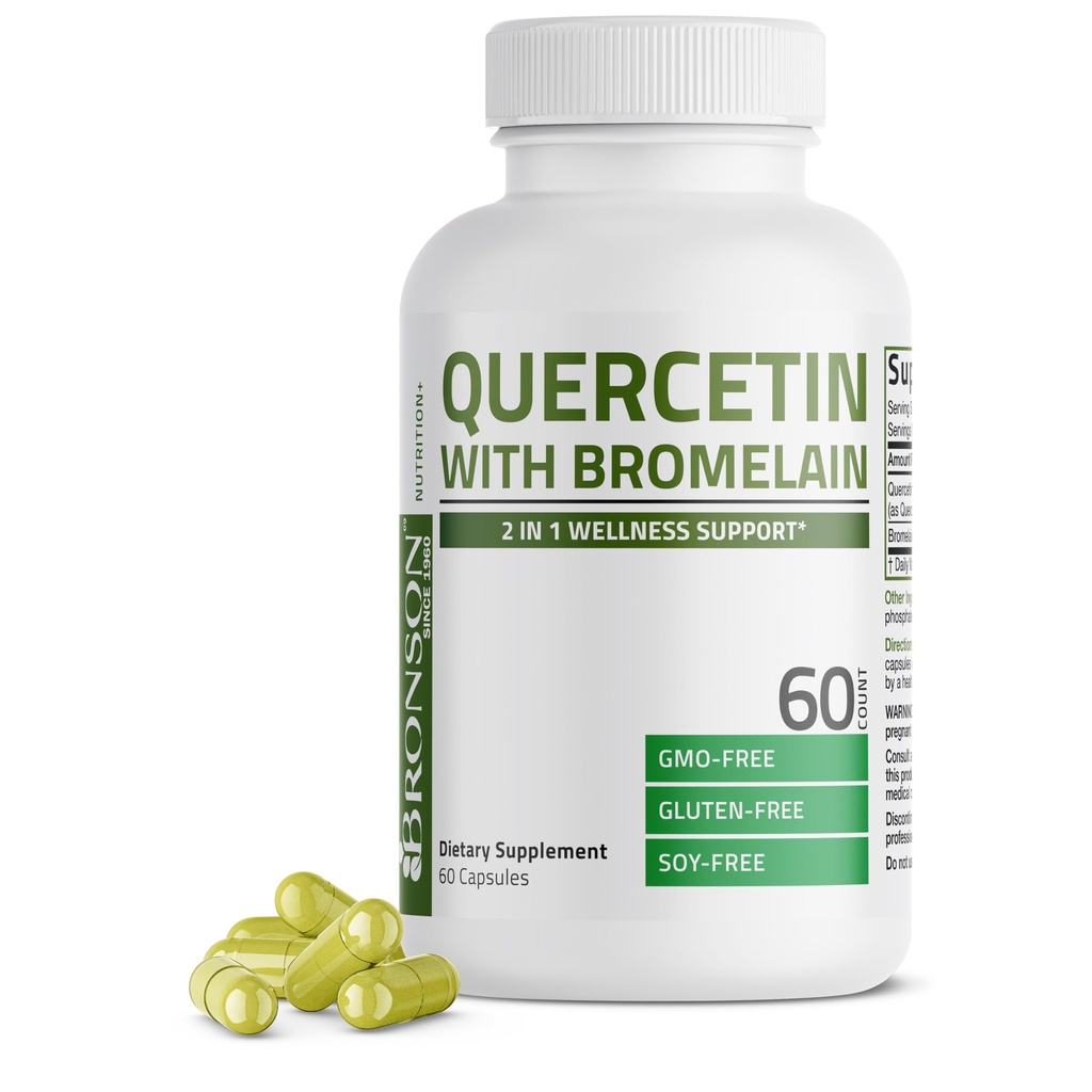 Bronson Quercetin 与 Bromelain 2 在 1 健康支持, 非 GMO, 60 Capsules