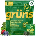 Gruns 成人超绿色 Gummys, 多维他命超食品 Gummy熊, Spirulina, 氯氏菌, Prebiotics & Fiber Gummys for Digestive Health, Adaptogens Supplementals, 20 Vitamins & Minerals, 10 Counts.