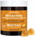 MGO 643+ -- -- 新西兰玛努卡蜂蜜配锌、维生素C、长老莓 -- -- 喉咙舒适和免疫支持 -- -- 儿童和成人