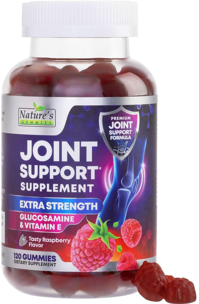联合支助补编 -- -- 超强Glucosamine Gummy支持后背、膝盖、手部的健康和灵活性 -- -- 天然维生素E 免疫支持 -- -- 妇女和男子的最佳口服 -- -- 120古米