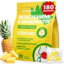Glucosamine Chondroitin Gummys,4200mg 超强联合补充 Glucosamine Chondroitin 与 MSM 和 Elderberry 共同健康、灵活性、成人、男子和妇女的免疫支持,180个计数