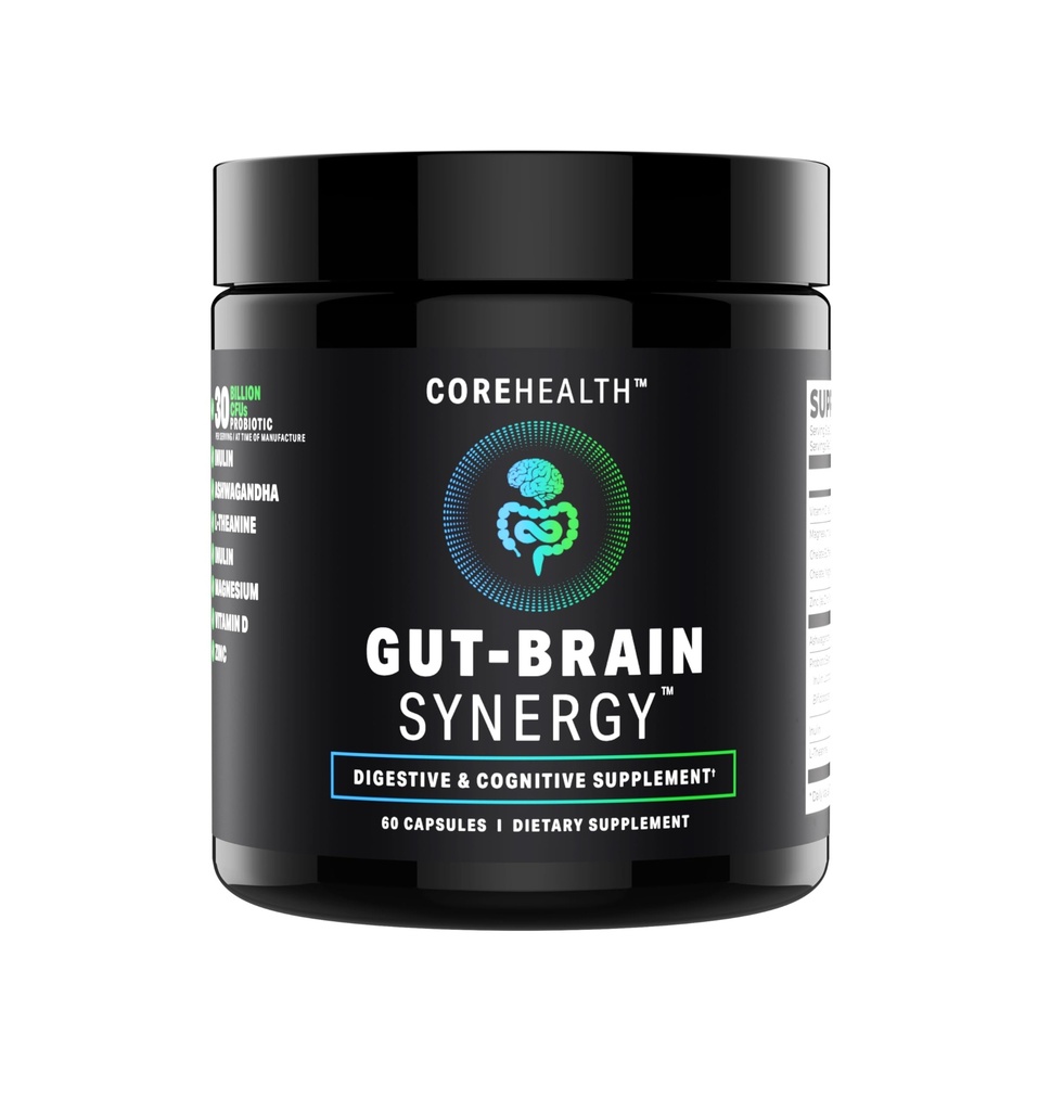 Gut-Brain 协同 Probiotic & Nootropic – 30亿 CFU 心理生物+ 与 Ashwagandha, L-Theanine & Zinc 共济古特健康, Mood支持,压力救济, Bloating Relief 和 Brain 聚焦与记忆