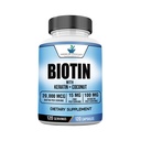 美国标准补充品Biotin 20,000mcg 配有 Keratin, Coconut Powder 和 Zinc, 男女生物素补充品,120 Veggie Capsules, 120日供应