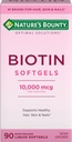 大自然的丰产生物素 1000mcg 补充品,支持健康的头发,皮肤和钉子, 最佳解决方案 头发维生素与生物素,90 快速释放液体软胶