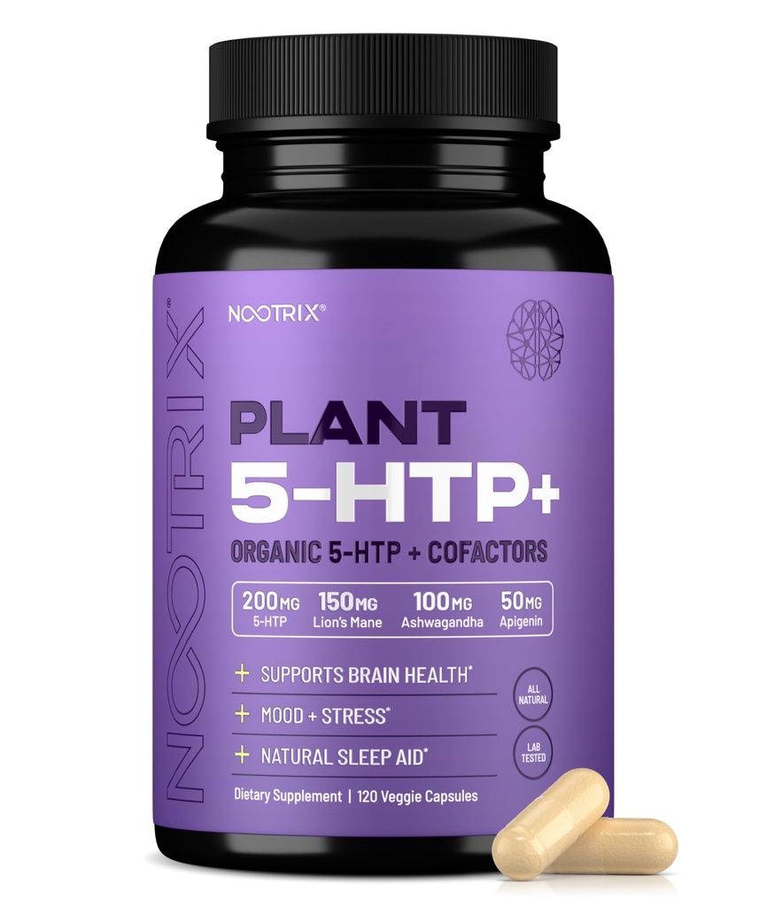 诺特里克斯有机工厂5 HTP+ 补充 QQ 支持记忆,精神焦点,认知健康与能源 QQ 推广健康 Mood 和脑功能 QQ 维生素 B6 & L Theanine 120 Capsules