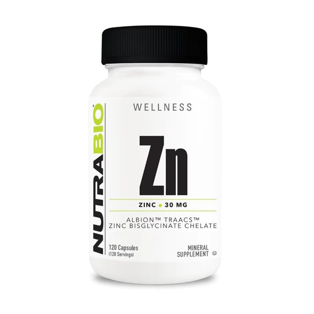 NutraBio Zinc Chelate 矿物补充剂 -- -- 用于适当的生长、发展和免疫健康 -- -- 每植物叶片30毫克锌 -- -- 120枚