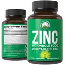 Vegan Zinc 配有维生素C+全食混合剂25种蔬菜和水果用于Max Absociation. 锌补充30mg卡普尔、药片、药片、成人维生素,男女