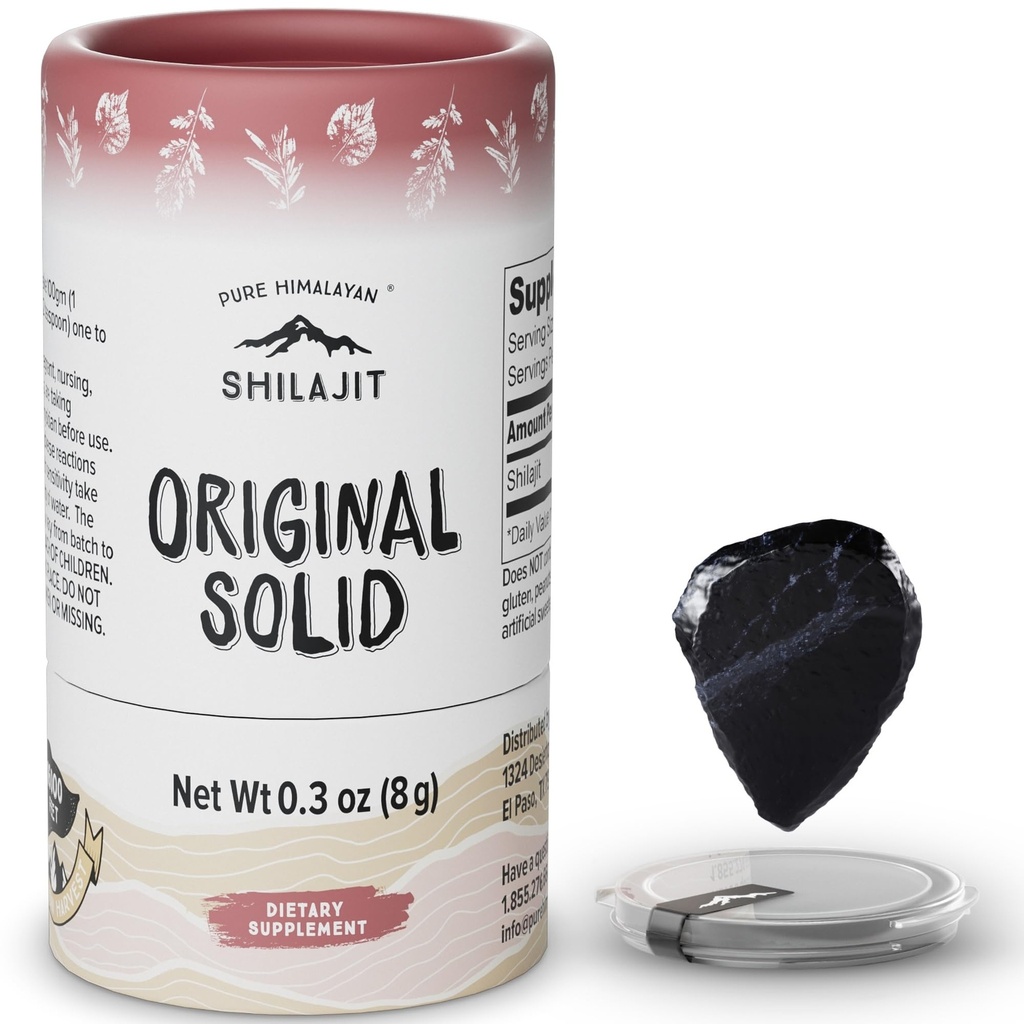纯喜马拉雅 Shilajit 100%纯天然 Shilajit A级 Max Potency 85+ Trace Minerals & Fulvic Acid 3 Party 美国实验室测试 QQ 免疫支持补充 - 男与女 |原固体(8g)