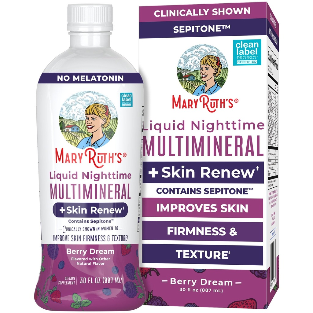 MaryRuth's Liquid Nighttime Liquid Multimineral + Skin Renew, 30 Servings
