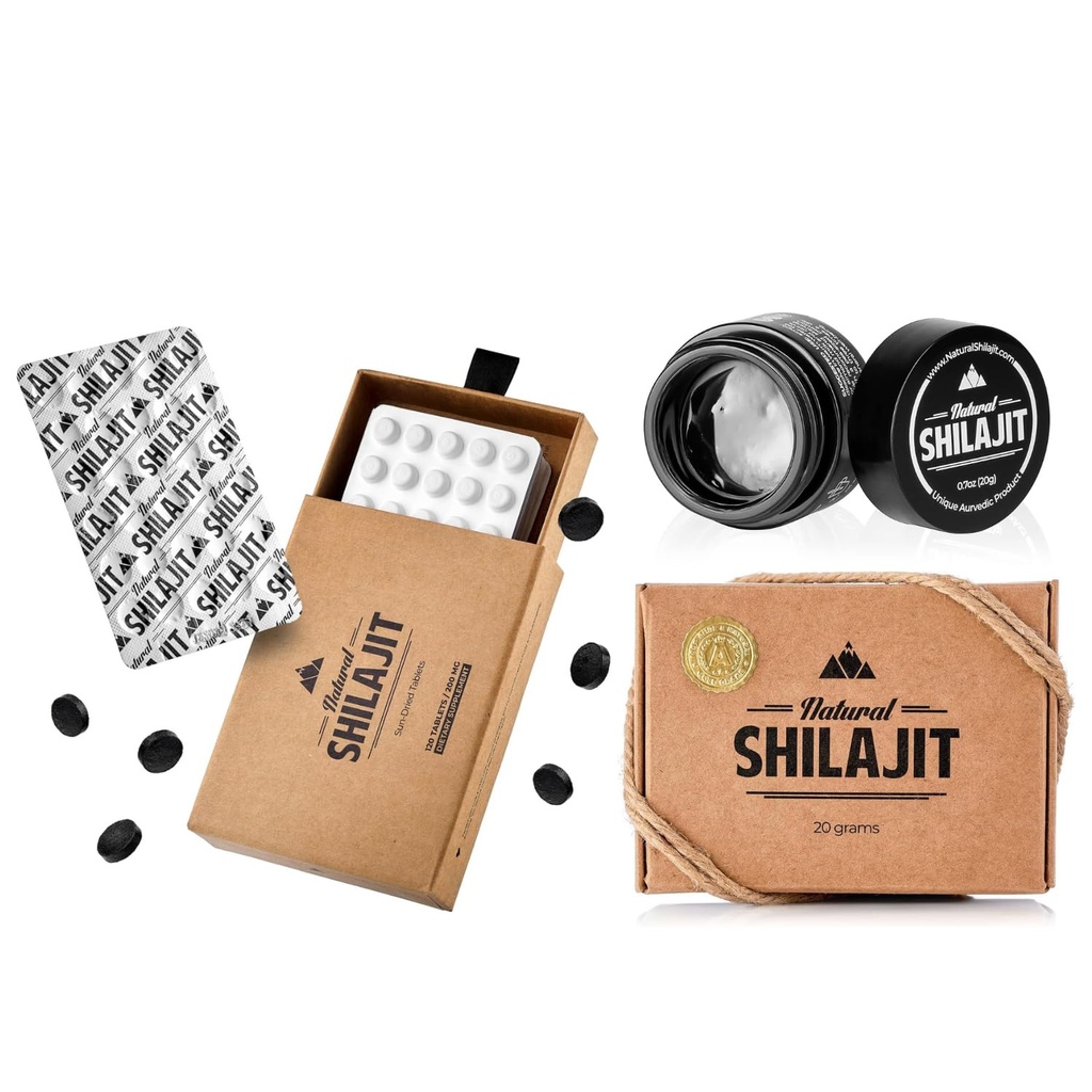天然Shilajit牌匾 - 120个伯爵, 孙干 100%纯 纯 Shilajit for Men & Natural Shilajit Resin - 富尔维奇酸和跟踪矿物的男女的Shilajit