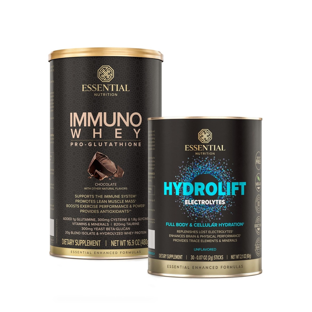 基本营养 水解 电解剂 + Immuno Whey 巧克力 – 配有跟踪矿物和Glutathione-支持蛋白质配方的强力水解 – Keto 友好型,无糖型