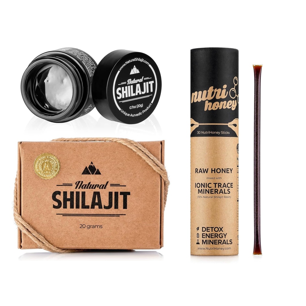 天然SHILAJIT Resin - 20 Gram Shilajit 配富尔维奇酸和跟踪矿物补充剂 - Shilajit 蜜棒 30 计数