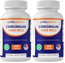 维生素铬 1000 mcg → 365 片 → 高钾铬  Pi → 非 GMO, Gluten Free (Pack of 2)