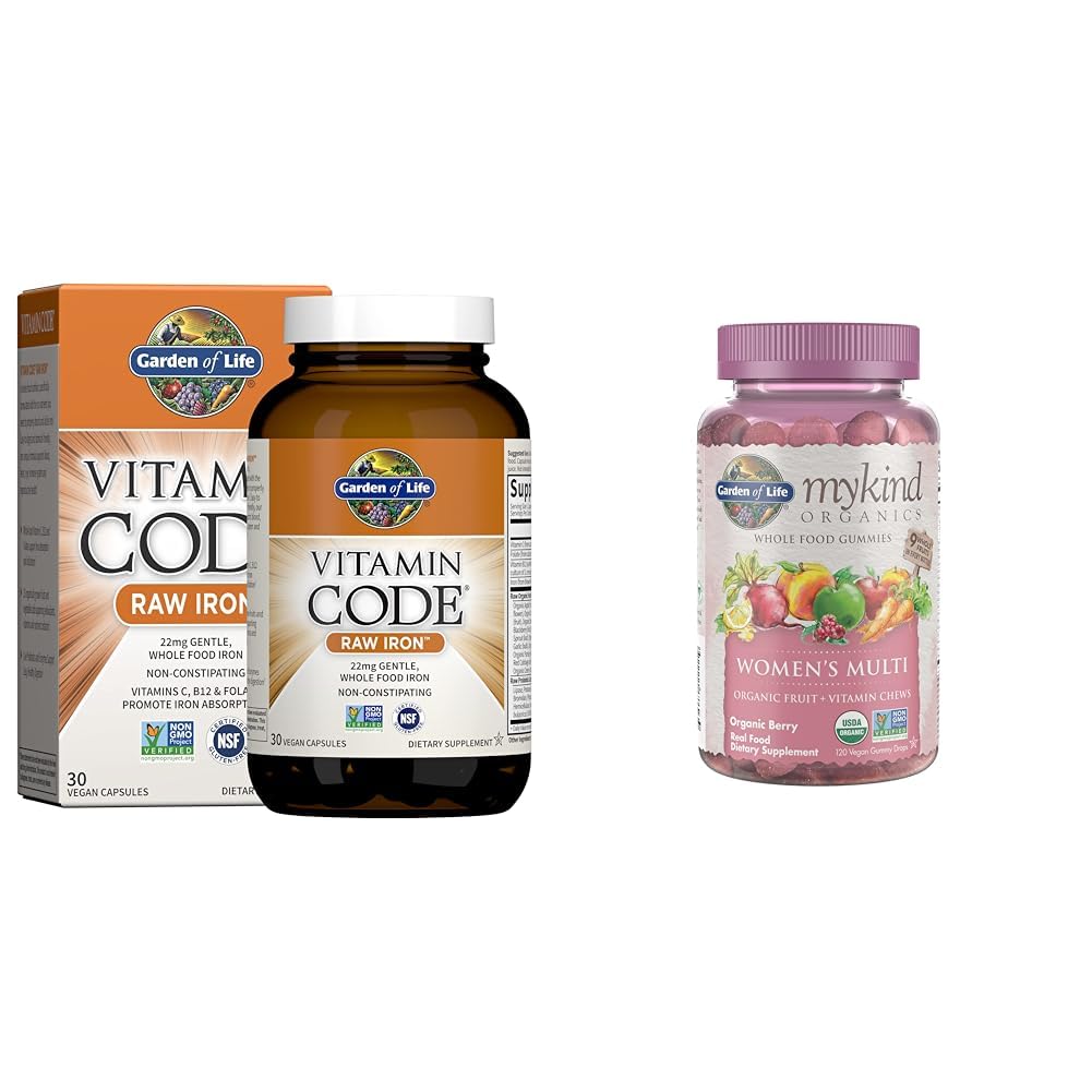 生活蔬菜花园 维他命码 Raw Iron 30ct Capsules & Organics 女人的Gummy Vitamins - Berry - 认证有机,非GMO, Vegan
