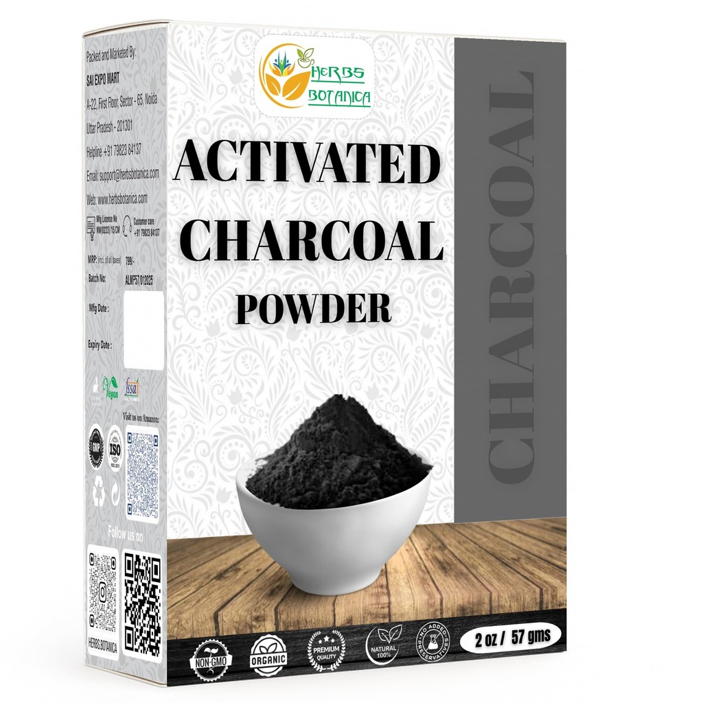 草药 Botanica 活化炭粉 100% 食品品级 竹粉 烧烤 肥皂制作 面罩和DIY 皮肤护理 多种用途罚款 2 oz