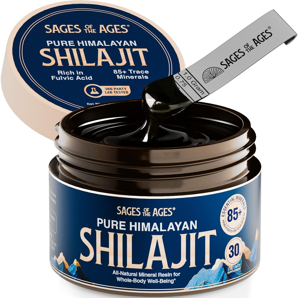 纯喜马拉雅Shilajit Resin – 500 mg 最大强有机富尔维酸复合物 男性和女性 – 测试的实验室 85+ 跟踪矿物 – 能量, Stamina 和精神性能 – 30 g Jar