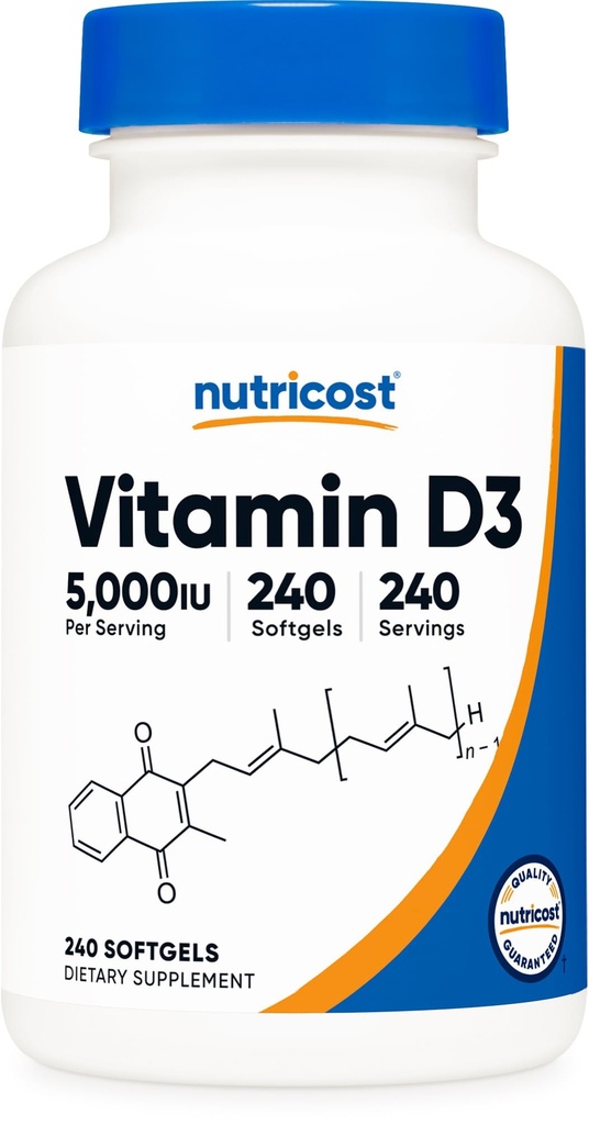 维生素D35,000 IU(125mcg),240 Softgels - 非GMO和Gluten自由维生素D