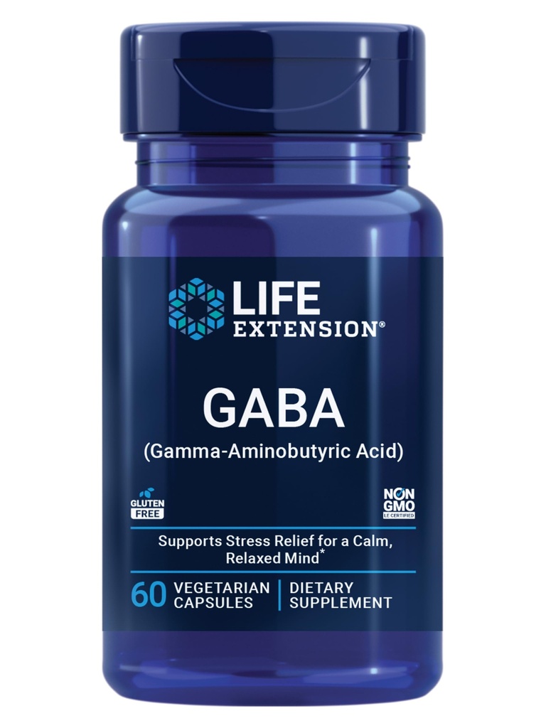 生命扩展GABA,压力支持,GABA补充,Mood支持,睡眠,放松,无Gluten-Free,非GMO,Vegetarian,60 Capsules