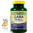 Spring Valley GABA 750mg 氨基酸补充剂,未味,100 Counter for Sleep and Calm Support Bundle 与Lual 的 45 糖尿病解码