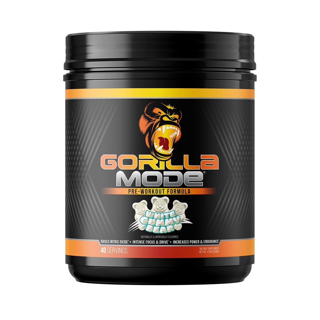 Gorilla Mind Pre Workout - Massive Pumps Laser Focus Energy Power - L-Citrulline, Creatine, L-Tyrosine, Betaine, Hydroprime, Alpha-GPC, 400mg Cafeine, Huperzine A 808g (白色古米熊) (英语).