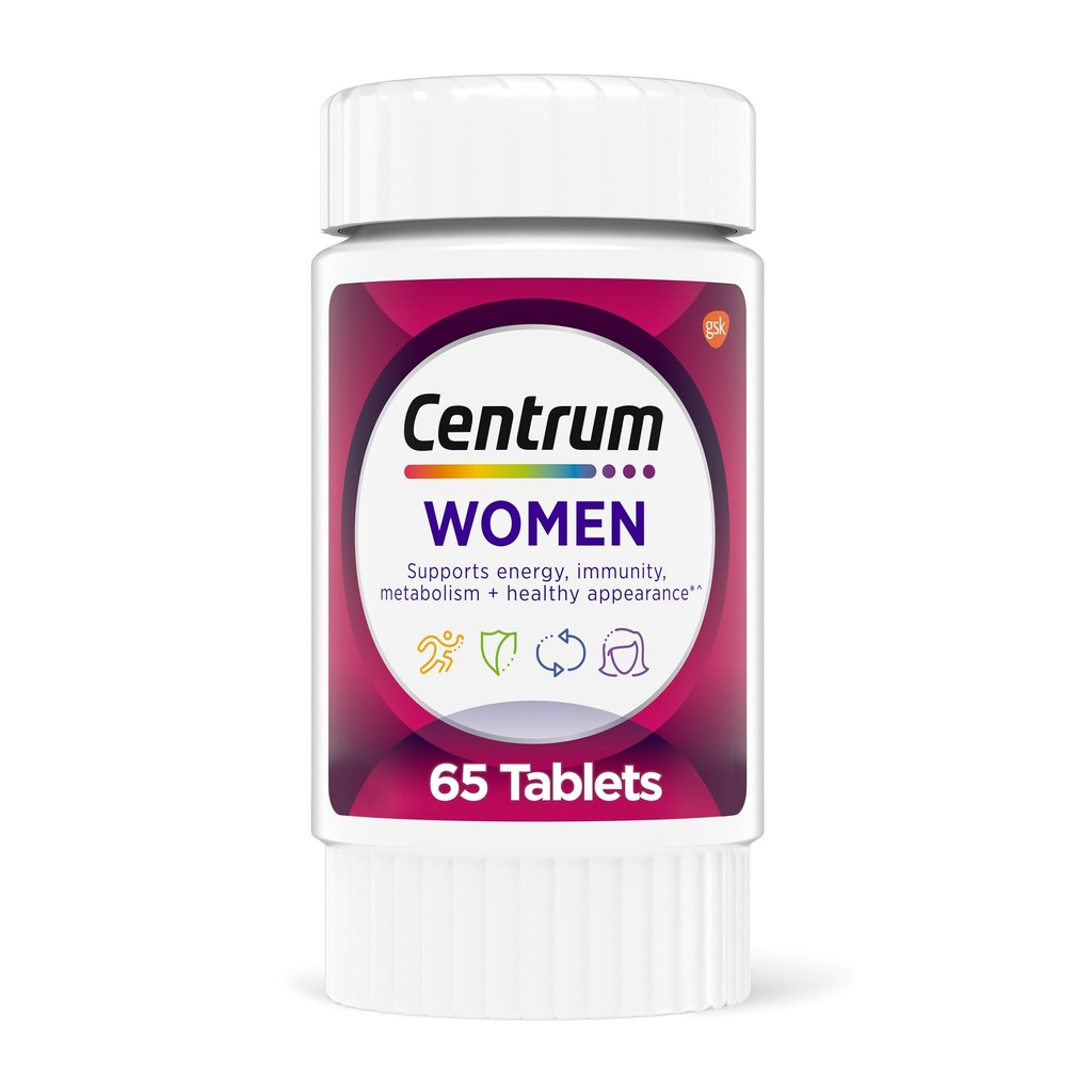 Centrum Multivitamin for Women, Multivitamin/ Multiminal 补充铁,维生素D3,B维生素和抗氧化维生素C和E,Gluten Free,N-GMO 配料 - 65 Counter