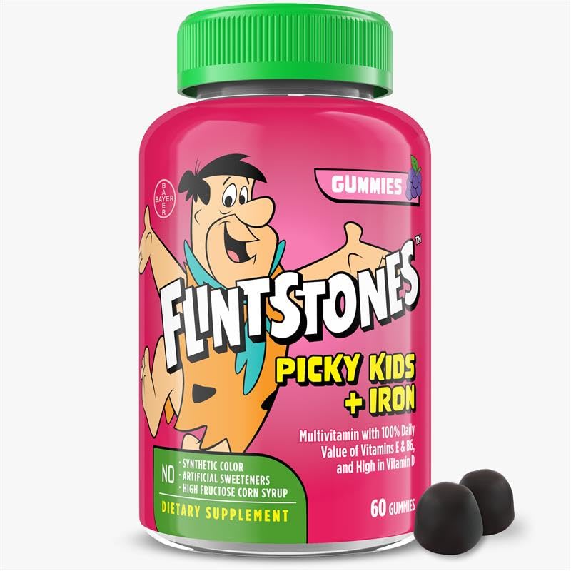火石为挑剔的小孩配维生素+铁,孩子配维生素C,D,E,B6和铁的多维他命素,Gummy维生素,葡萄火焰,60古米