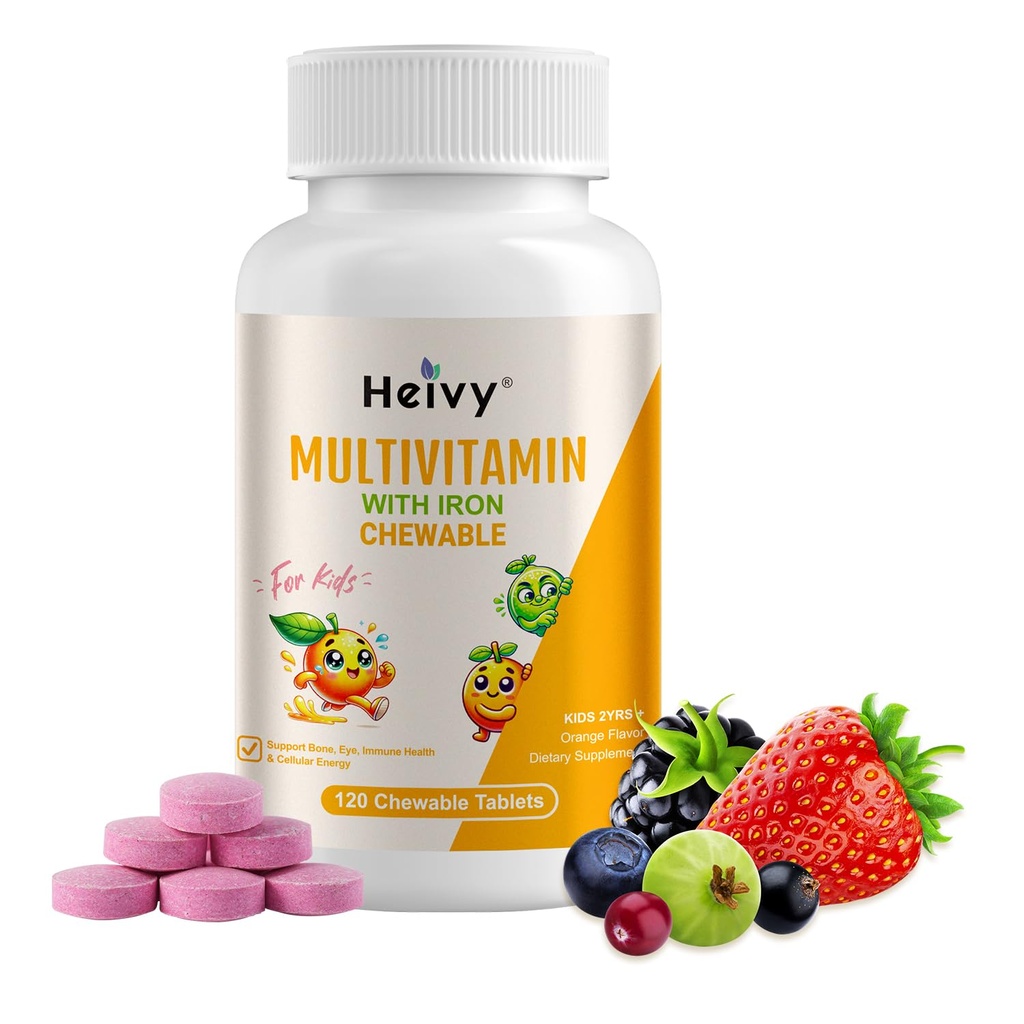 Heivy New Children 多维塔明 厨师 -- -- 120块骨、眼和维生素健康片 -- -- 用维生素D3、C和B-Complex支持增长和发展