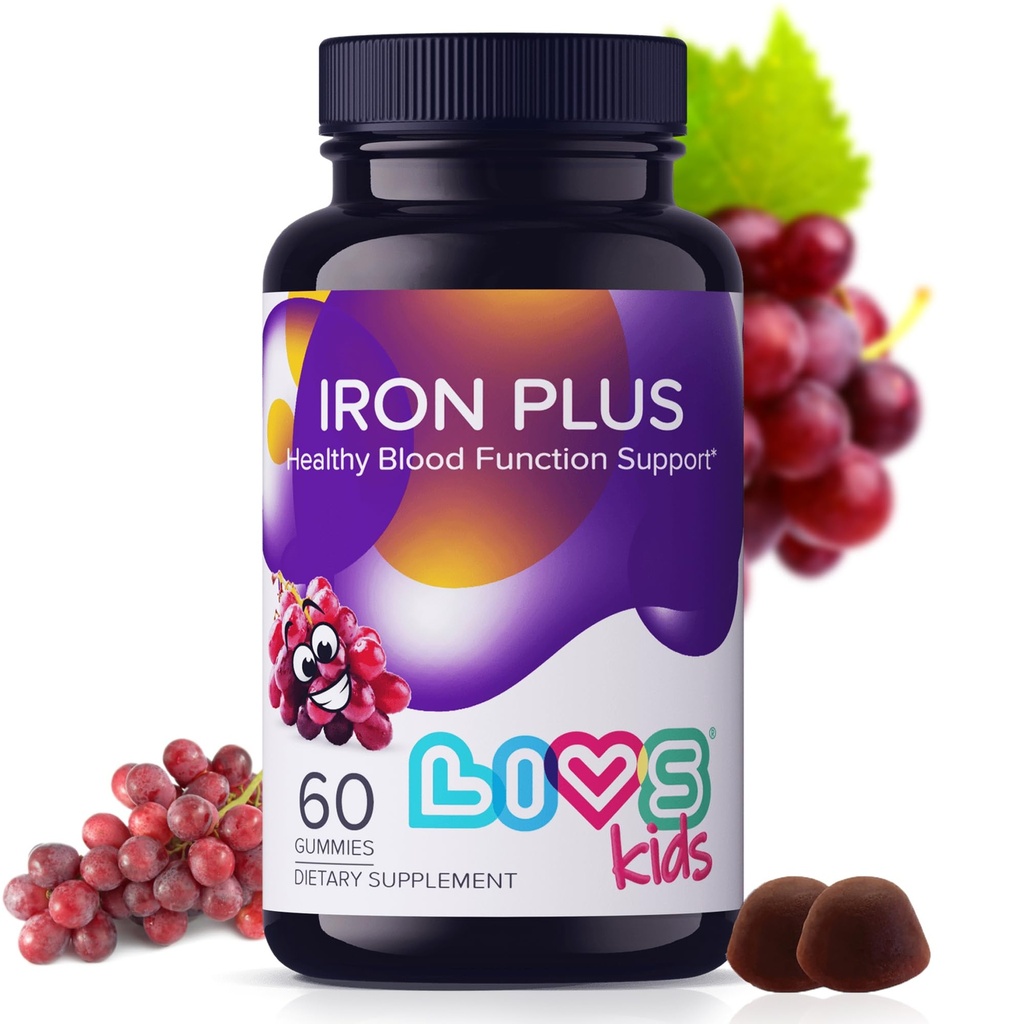 LIVS 维生素C, A, B3, B5, B6, B12, Biotin, Zinc & Folate QQ Non-GMO, Gluten Free Chewable Supplement as Gummy for Energy Boost & Anemia Support - 60 Counter 互联网档案馆的存檔,存档日期2014-03-02.
