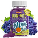 Virtual+Boon - 含维生素C & B12 Gummys(60个计数)的铁质,用于红血球的形成 QQ Gum Drop Grape Real Pectin 果汁补充 QQ Vegan, Non-GMO, Gluten Free & Gelatin Free