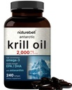 NatureBell南极Krill Oil 2000mg Supplement, 240 Softgels, 3X 强力Omega-3的自然来源, EPA 240mg + DHA 160mg + Astaxanthin 800mcg – no Fishy Aftertaste – 水星无水星与非GMO